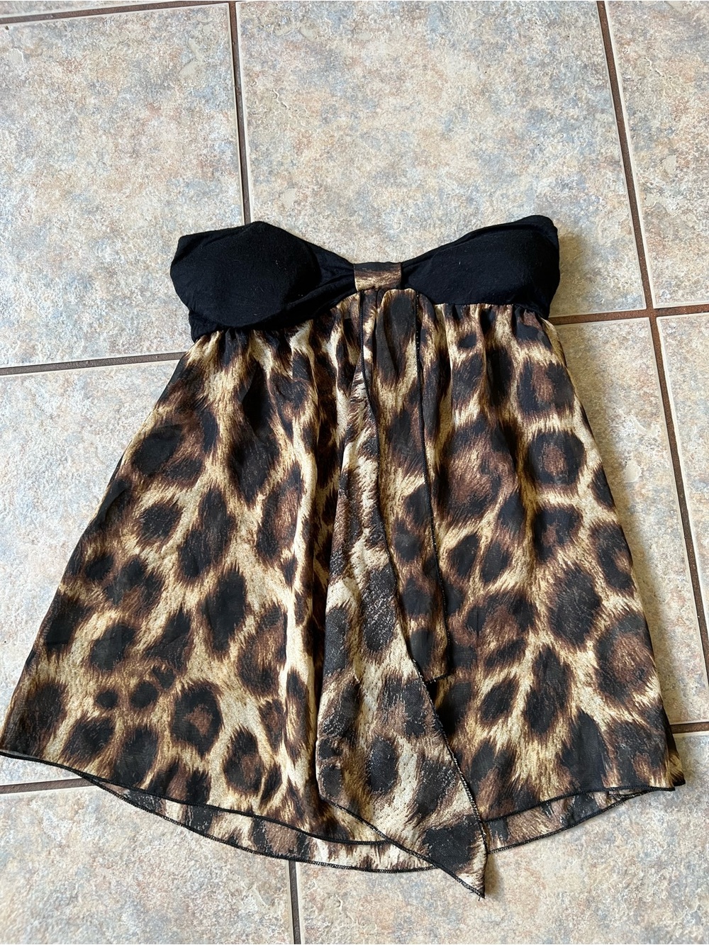 Y2K 2000 January 7 Black Bodice with Leopard Print Skirt Girls Dress